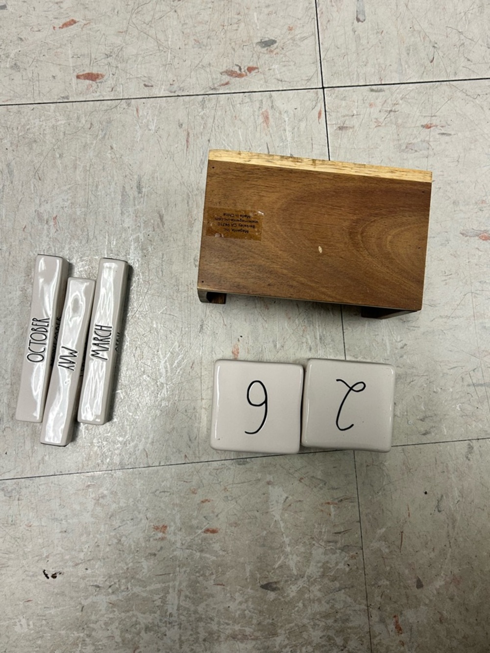 Rae Dunn Perpetual Desk Calendar | Farmhouse Wood Block Calendar | Magenta - Picture 8 of 11